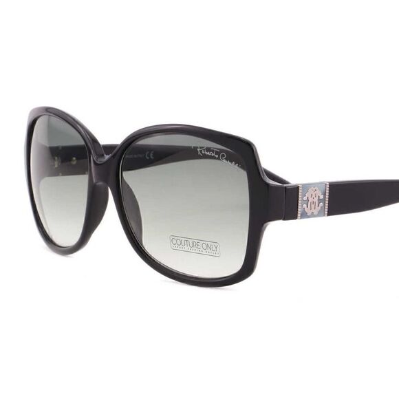 New Roberto Cavalli Women Square RC651S-01B Black Sunglasses Gray-Olive Lens main image 10